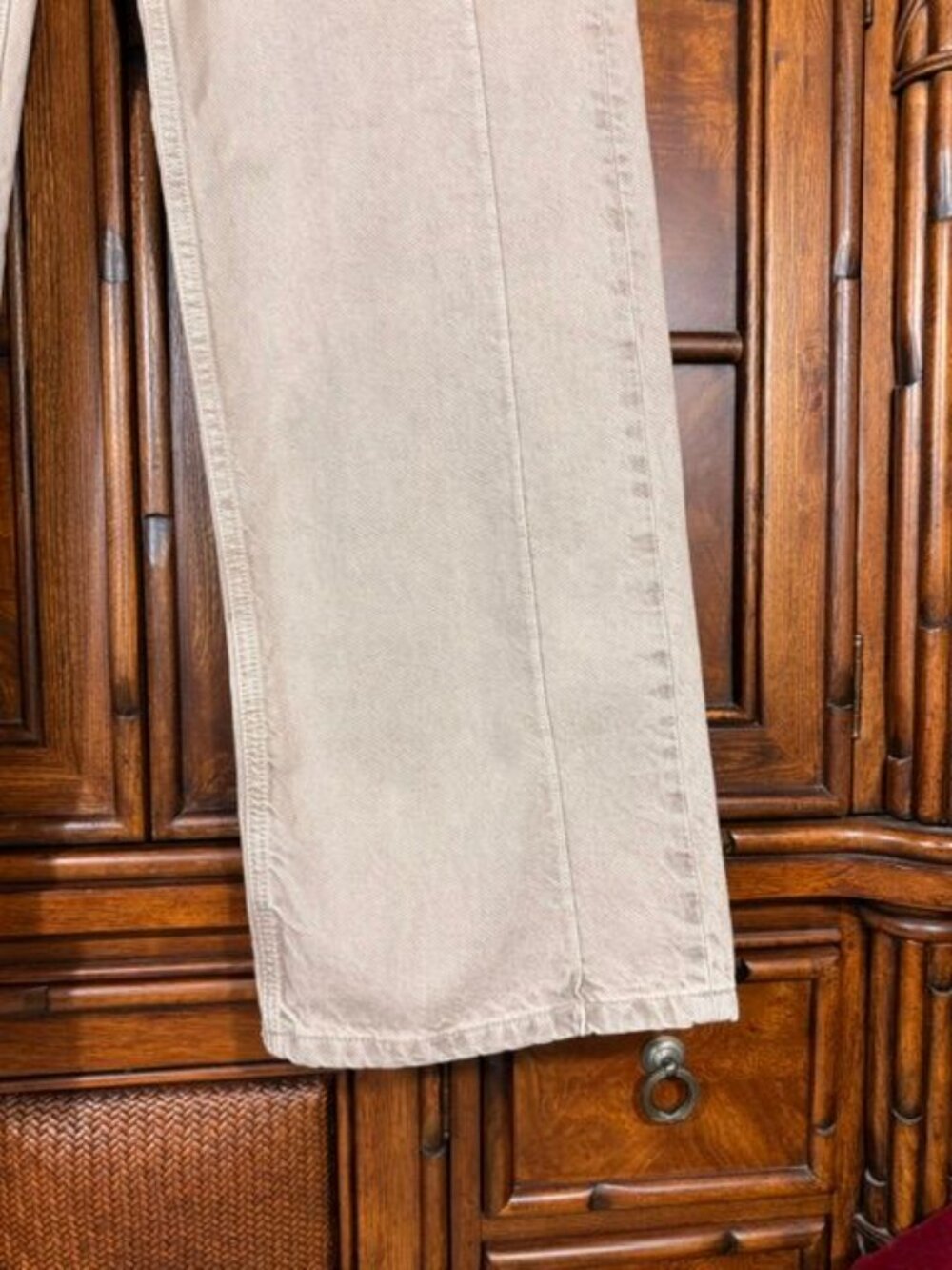 Mango Tan Straight Leg Front Seamed Mid Rise 100% Cotton Jean - Picture 8 of 14